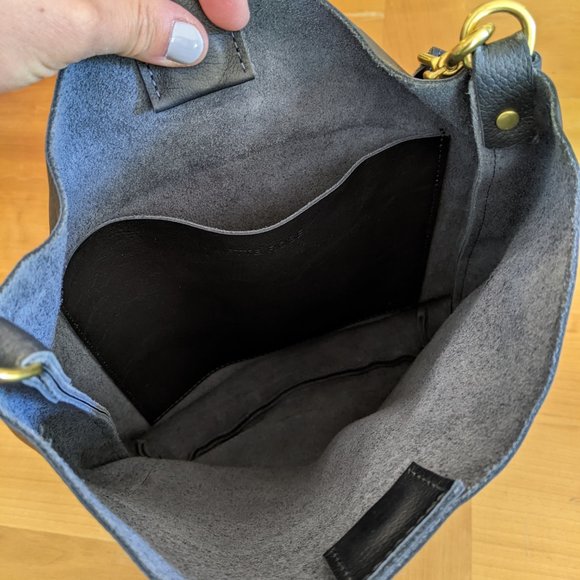 Handmade soft leather bucket/shoulder bag - Picture 2 of 4